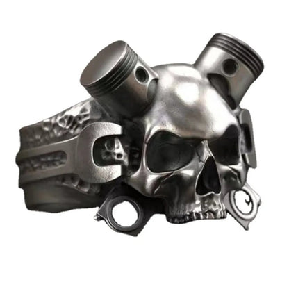 Hip-hop Retro New Simple Steampunk Heavy Skull Ring Gothic Wrench Screw Skull Ring Men and Women Rock Street Party Accessories