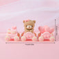 Cute Bear Ornament Cake Topper Pink Blue Cartoon Bear Soft Rubber Doll Boy Girl First Birthday Party Cake Decoration Baby Shower