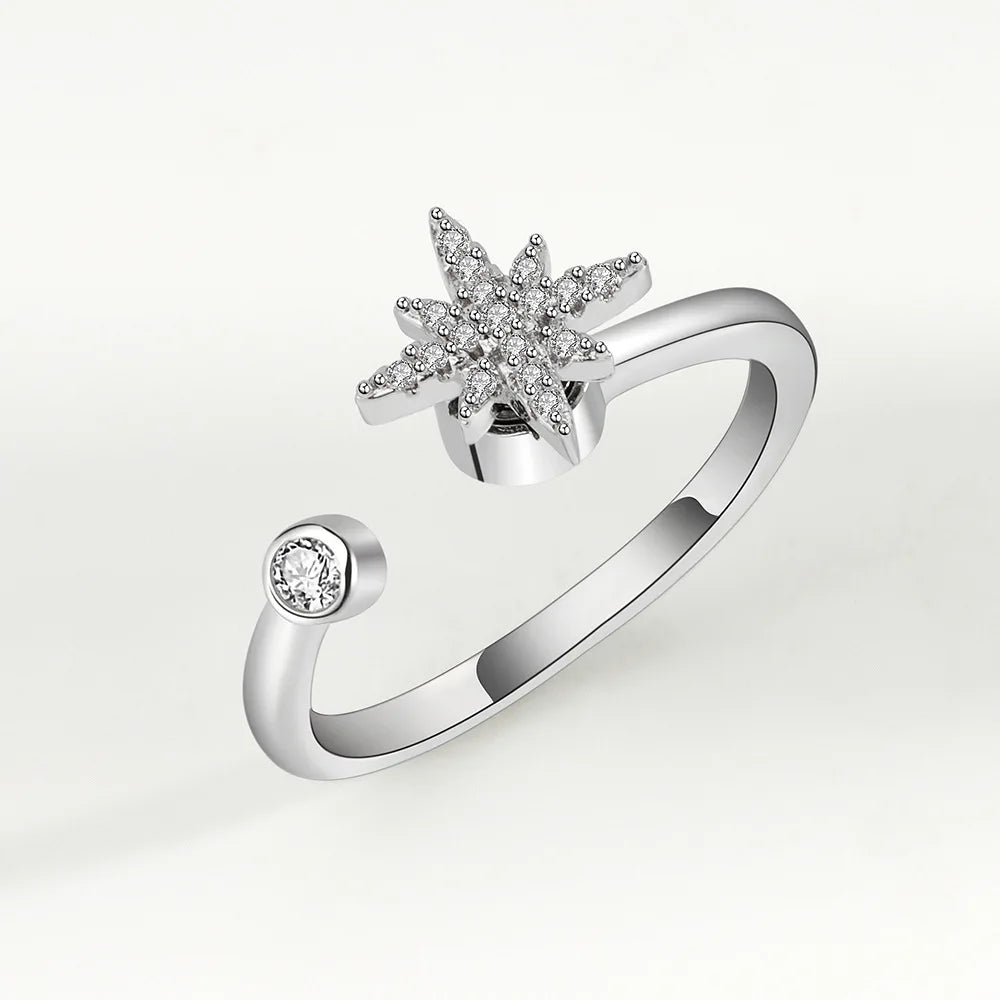 Fidget Spinner Ring Anxiety for Women Multiple Crystal Flower Eye Butterfly Animal Ring Rotate Anti Stress Wedding Jewerly