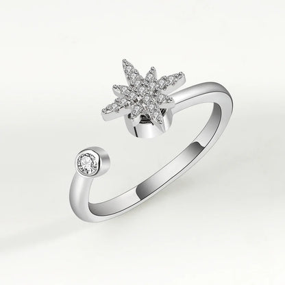 Fidget Spinner Ring Anxiety for Women Multiple Crystal Flower Eye Butterfly Animal Ring Rotate Anti Stress Wedding Jewerly