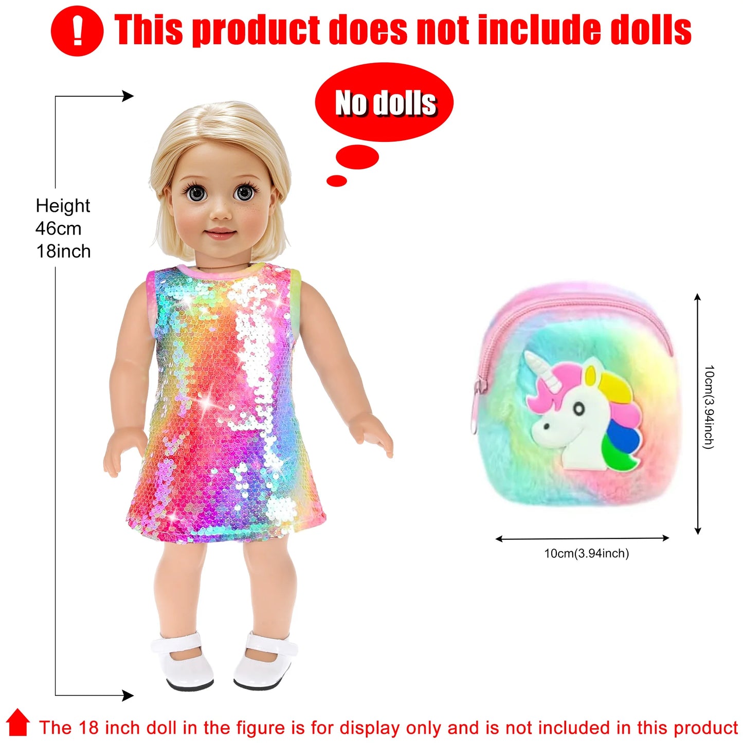 24‑Piece 18" Girl Doll Travel Playset – Clothes, Suitcase, Pillow, Handbag & Accessories (No Doll)