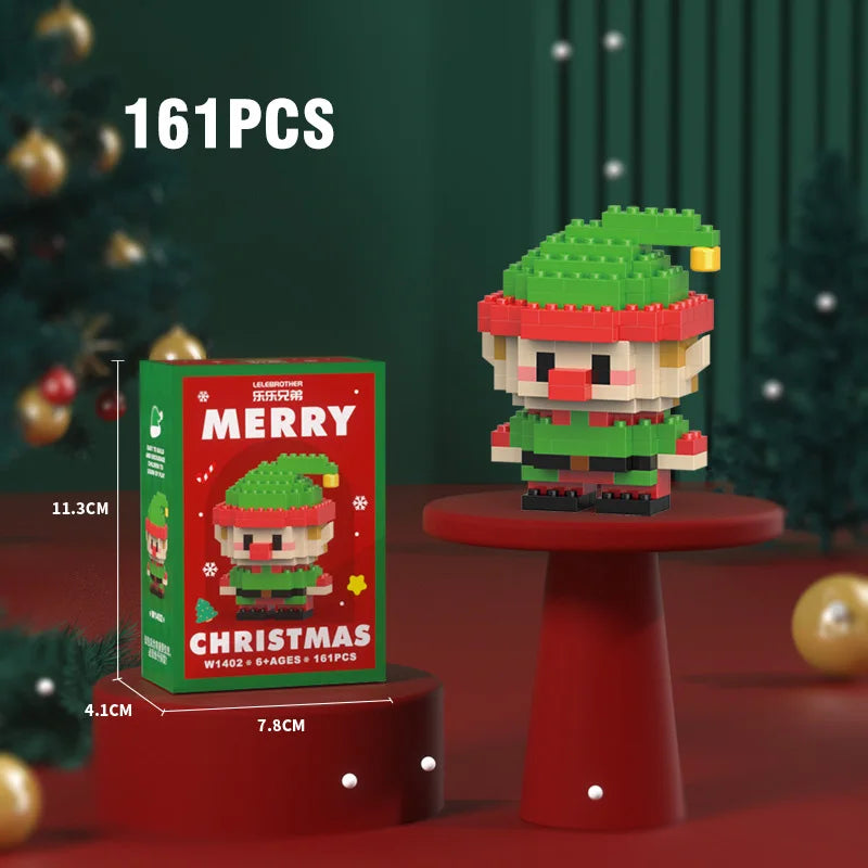 Christmas Micro Building Block Series Santa Claus Reindeer Puzzle Assembling Bricks Table Decoration