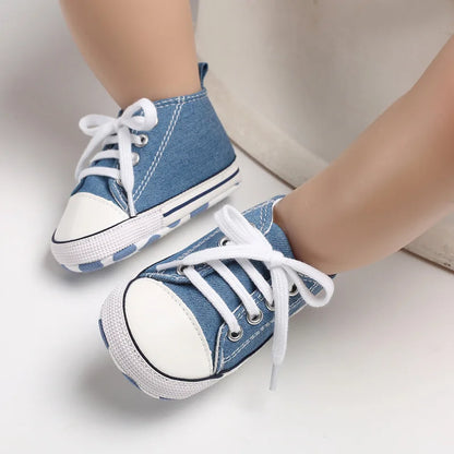 Baby Classic Canvas Sports Shoes Gender Free First Pair of Toddler Baby Shoes Non Slip Soft Soles Newborn Baby Crib Shoes
