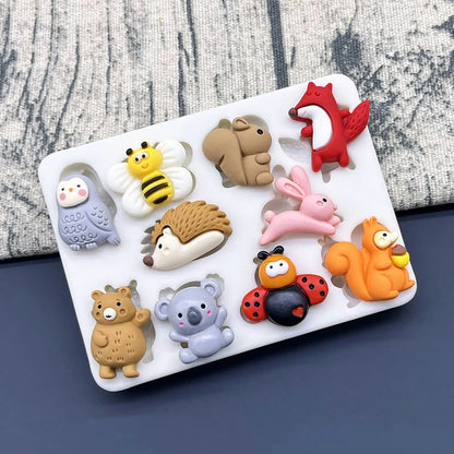 koala Bear Bee Bunny Fox Hedgehog Squirrel Owl Silicone Sugarcraft Mold Chocolate Cupcake Baking Fondant Cake Decorating Tools