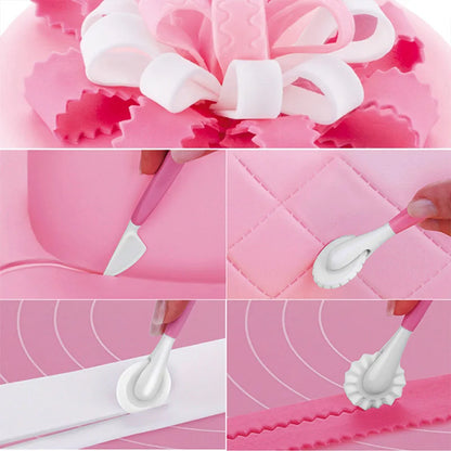 4 Pcs/set Fondant Cake Decorating Sugarcraft Making Wheel Embosser Cookie Cutter Tool Set