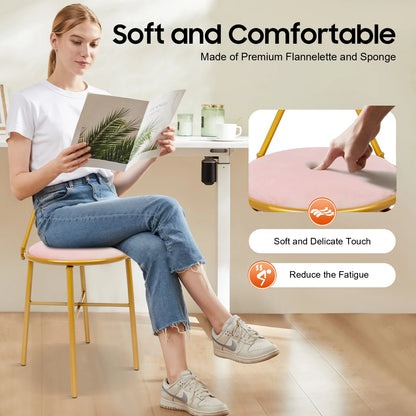 Elegant Pink Butterfly Backrest Chair with Soft Cushion, 100kg Load Iron Frame Dining Chair for Living Room Bedroom Cafe Decor