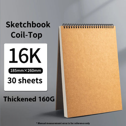 Borrence Spiral Sketchbook – Thick 160 GSM Paper in A3/A4/A5/8K/16K Sizes for Drawing, Watercolor & Art School Use