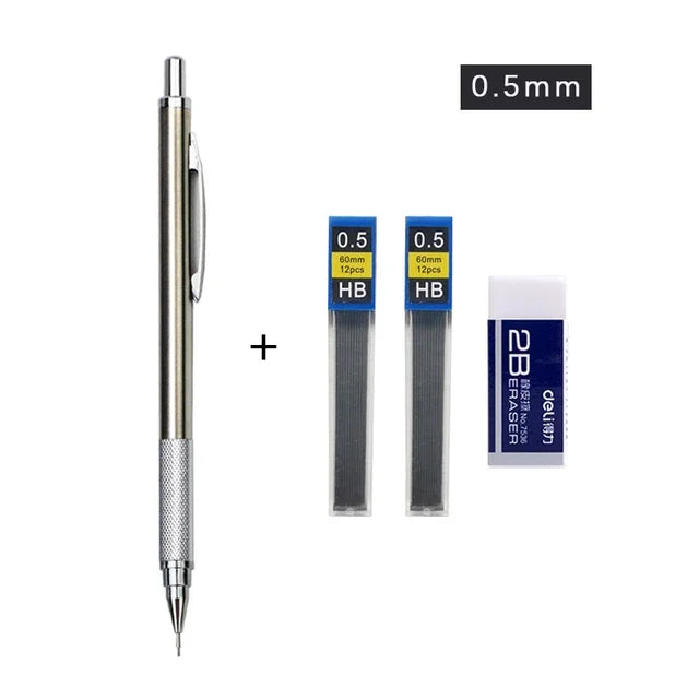 Metal Automatic Mechanical Pencil 5/0.7/0.9/1.3/2.0mm