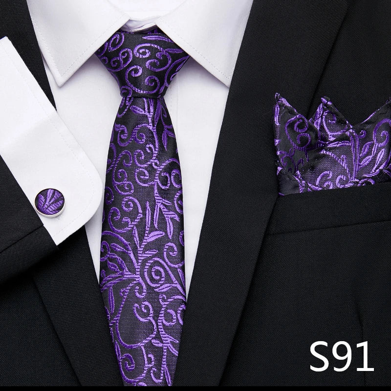 Tie Pocket Squares Cufflink Necktie Set