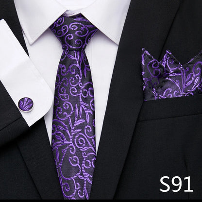 Tie Pocket Squares Cufflink Necktie Set