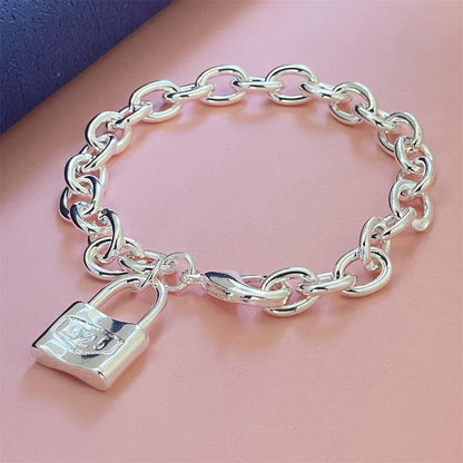 Fine 925 Sterling Silver Solid Chain Bracelet For Women Men Charm Party Gift Wedding party Fashion Jewelry