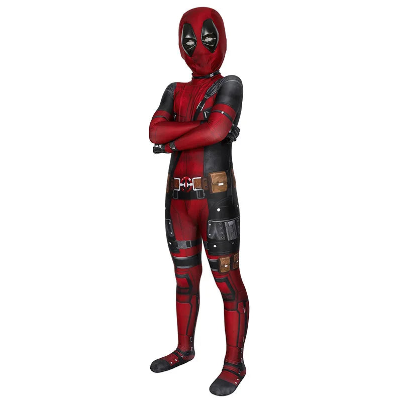 Deadpool Costume Kids Movie Superhero Deadpool Child Costume Adult Deadpool Cosplay Jumpsuit Sword Set Boys Halloween Gifts