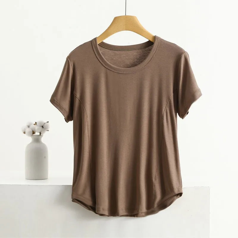 XL to 8XL plus size O-Neck Tshirts Women's basic T-shirt solid color half sleeves summer simple Tee Tops Bottoming Tees all mat