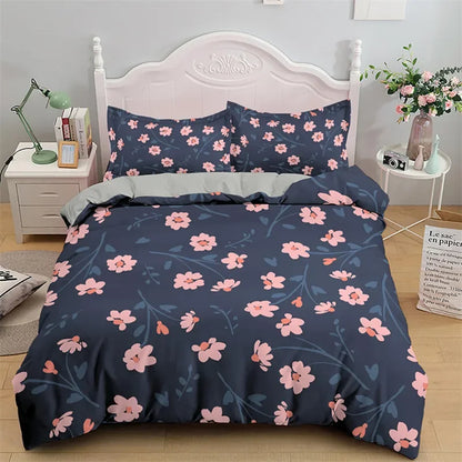 Botanical Leaves Duvet Cover Floral Print King Bedding Set Soft Microfiber Geometric Pattern Comforter Cover With 2 Pillowcases