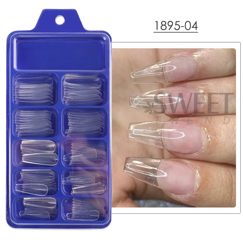 100pcs Nude Pink False Nail Press On Acrylic Nails