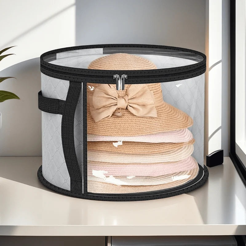 Extra‑Large Foldable Hat Storage Box with Clear Window – Non‑Woven, Stain‑Resistant