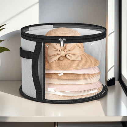 Extra‑Large Foldable Hat Storage Box with Clear Window – Non‑Woven, Stain‑Resistant