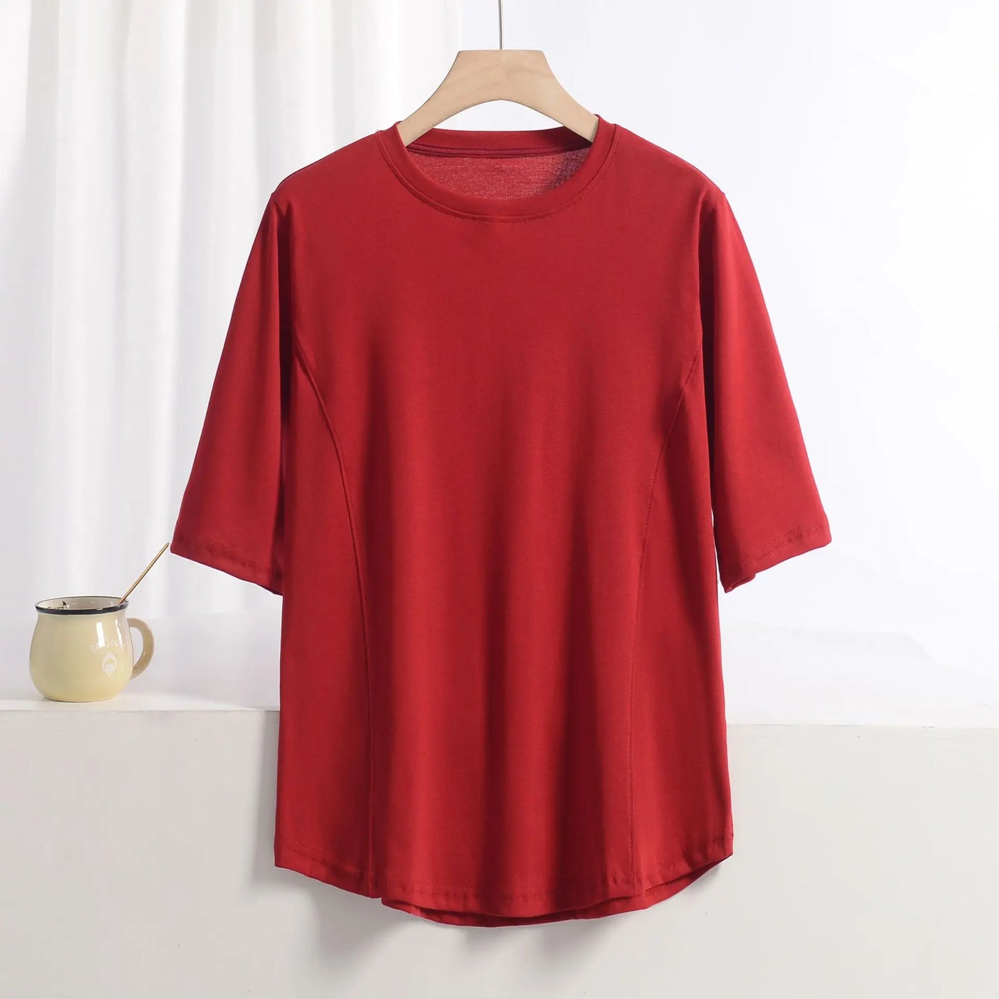 XL to 8XL plus size O-Neck Tshirts Women's basic T-shirt solid color half sleeves summer simple Tee Tops Bottoming Tees all mat