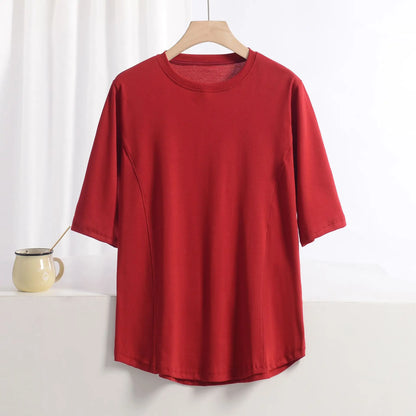 XL to 8XL plus size O-Neck Tshirts Women's basic T-shirt solid color half sleeves summer simple Tee Tops Bottoming Tees all mat