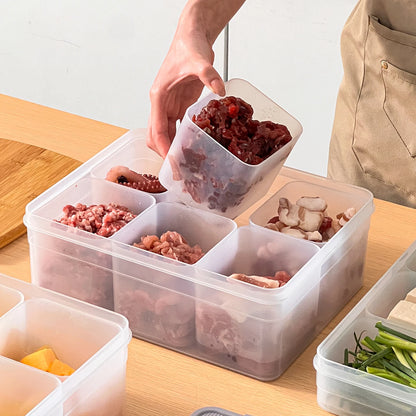Plastic Divided Meat Food Storage Box Large Capacity Refrigerator Frozen Fresh-keeping Box Kitchen Sealed Storage Container