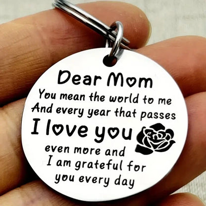 Stainless Steel 'Dear Mom I Love You' Keychain - Perfect Gift for Mother's Day, Birthday, Christmas, Thanksgiving