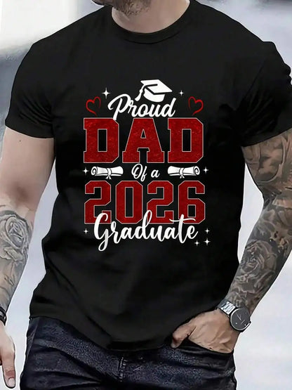 Proud Dad 2026 Graduate T‑Shirt – Classic Black Crewneck