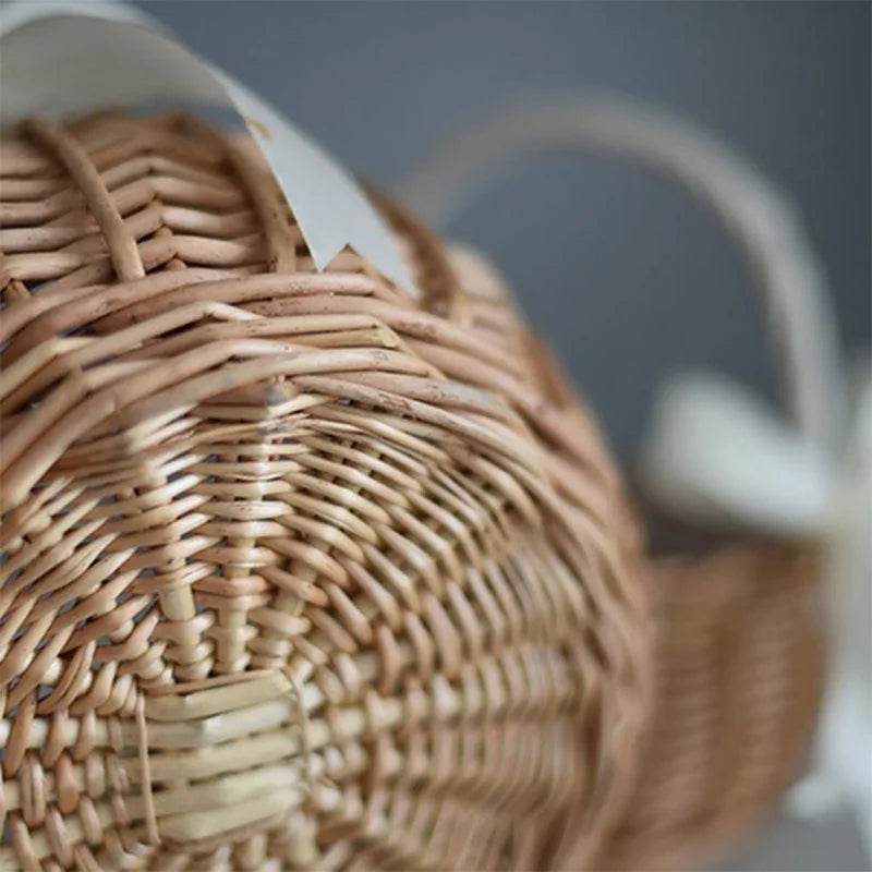 Woven Flower Basket Rattan Storage Basket Flower Girl Hand Basket Handmade Flower Basket For Home Wedding Decor