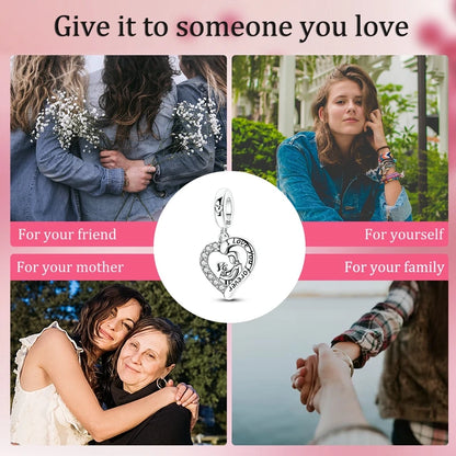 925 Sterling Silver I Love You Forever Father-Daughter Pendant Fit Original Charm Bracelet Women DIY Jewelry Gift