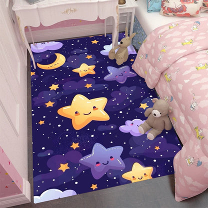 Cartoon Cute Children Carpet Living Room Kids Crawling Stars Play Mats Boy Girl Home Bedroom Bedside Decor Soft Non-slip Rugs