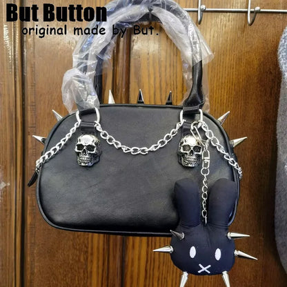 Gothic Lolita Hedgehog & Bunny Handbag – Steampunk One‑Shoulder Harajuku Spike Skeleton Tote