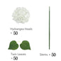 50 PCS Artificial Hydrangea Flowers Silk Hydrangea Heads for Wedding