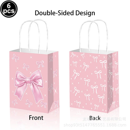 Pink Bow Birthday Theme Party Set Disposable