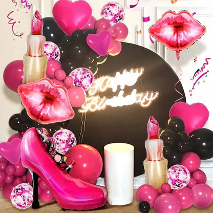 11pcs Lipstick lipaluminum foil balloon Valentine's Day girls party decorations birthday makeup party memorial decorations