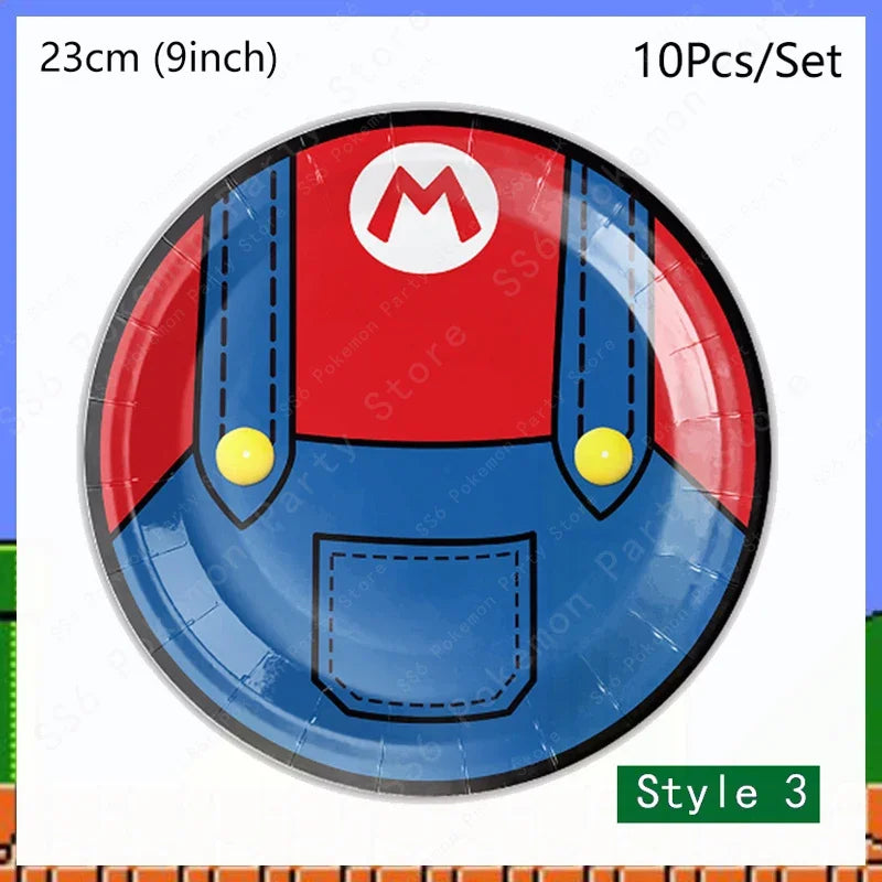 Super Mario Bros Birthday Decoration Party Supplies Disposable Tableware Baby Shower Paper Cup Tablecloth Plate Napkin Bag Kit