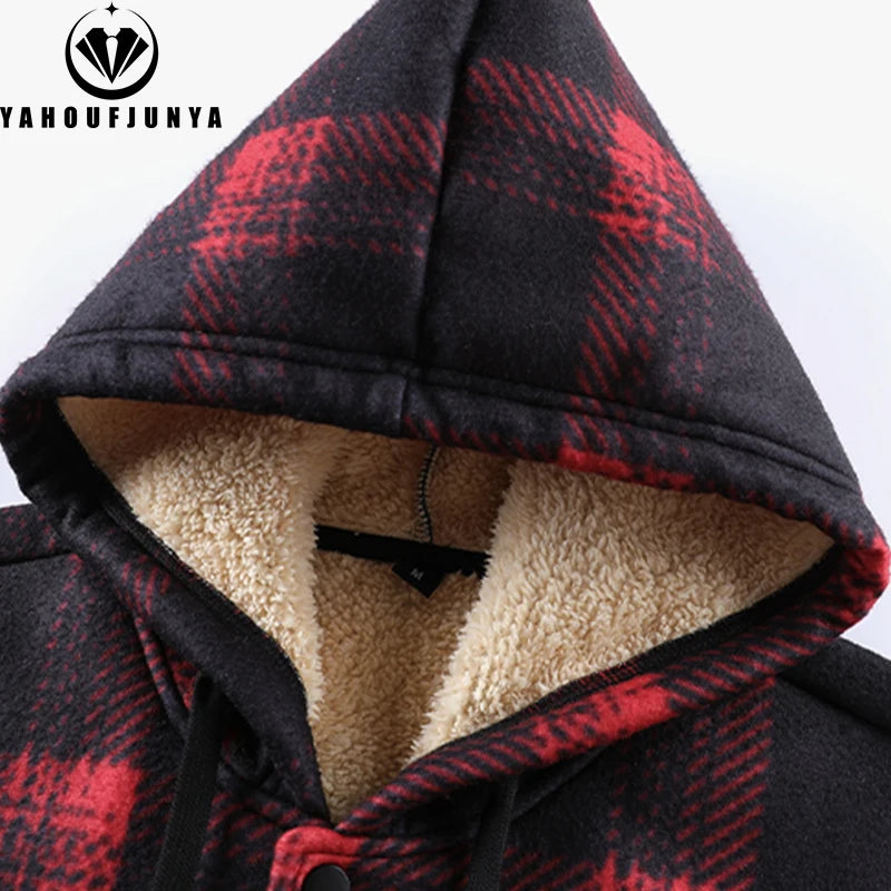 Men’s Spring/Autumn Fleece Windbreaker – Outdoor Hooded Casual Jacket