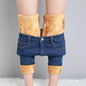 delete Women Thermal Skinny Jeans Mom Winter Warm Plush Stretch Jeans Lady Fleece Snow Denim Pants Student Pencil Straight Leg Trousers