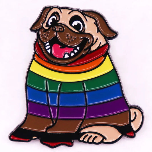 Cute rainbow animal pride Pug dog Enamel Pin LGBT brooch badge jewelry birthday gift