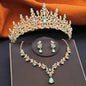 Elegant Party Birthday Bridal Wedding Crown Tiaras and Necklace Earrings 3 pcs Sets