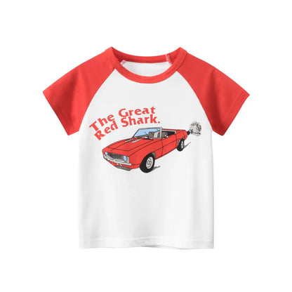 2-8 Years Summer Children Boys T-shirts Cartoon Printed Letter Baby Boy Short Sleeve Tops Kids T Shirts Toddler Clothes