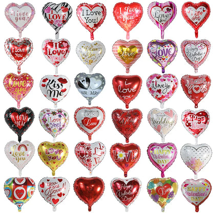 50‑Pack 18" Valentine’s Day Heart Foil Balloons – “I Love You” Helium Wedding & Romantic Party Decorations