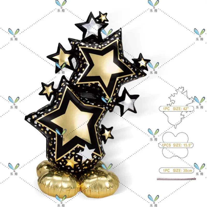 Boutique Standing Base Moon Stars Clouds Cake Aluminum Film Balloon Birthday Party Decoration Baby Bath