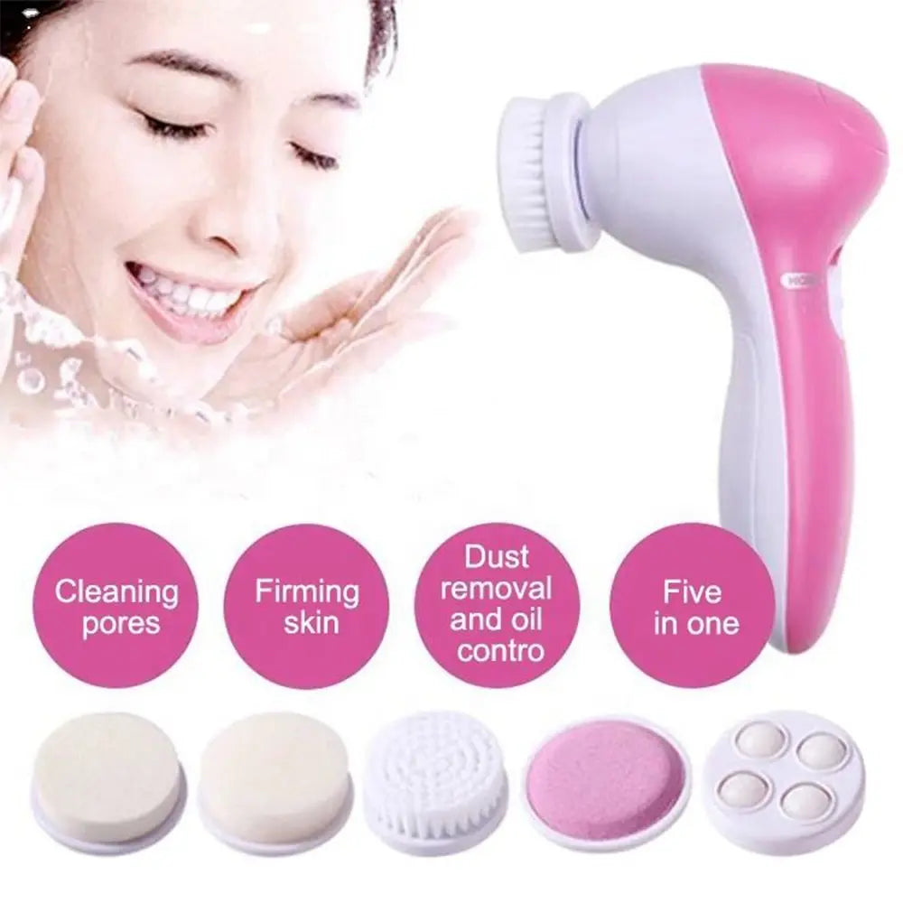 Electric Facial Cleaner 5 IN 1 Face Cleansing Brush Wash Machine Cleanser Tool