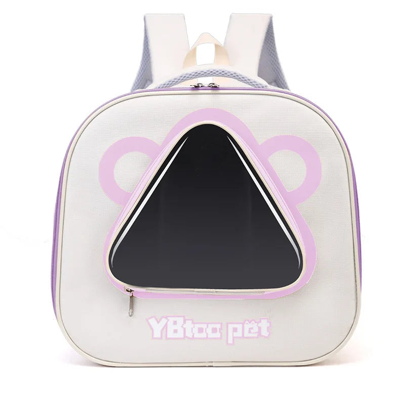 Cat backpack, outing schoolbag, double-shoulder pet bag, cat for travel, dog and cat supplies, transparent large-capacity portab