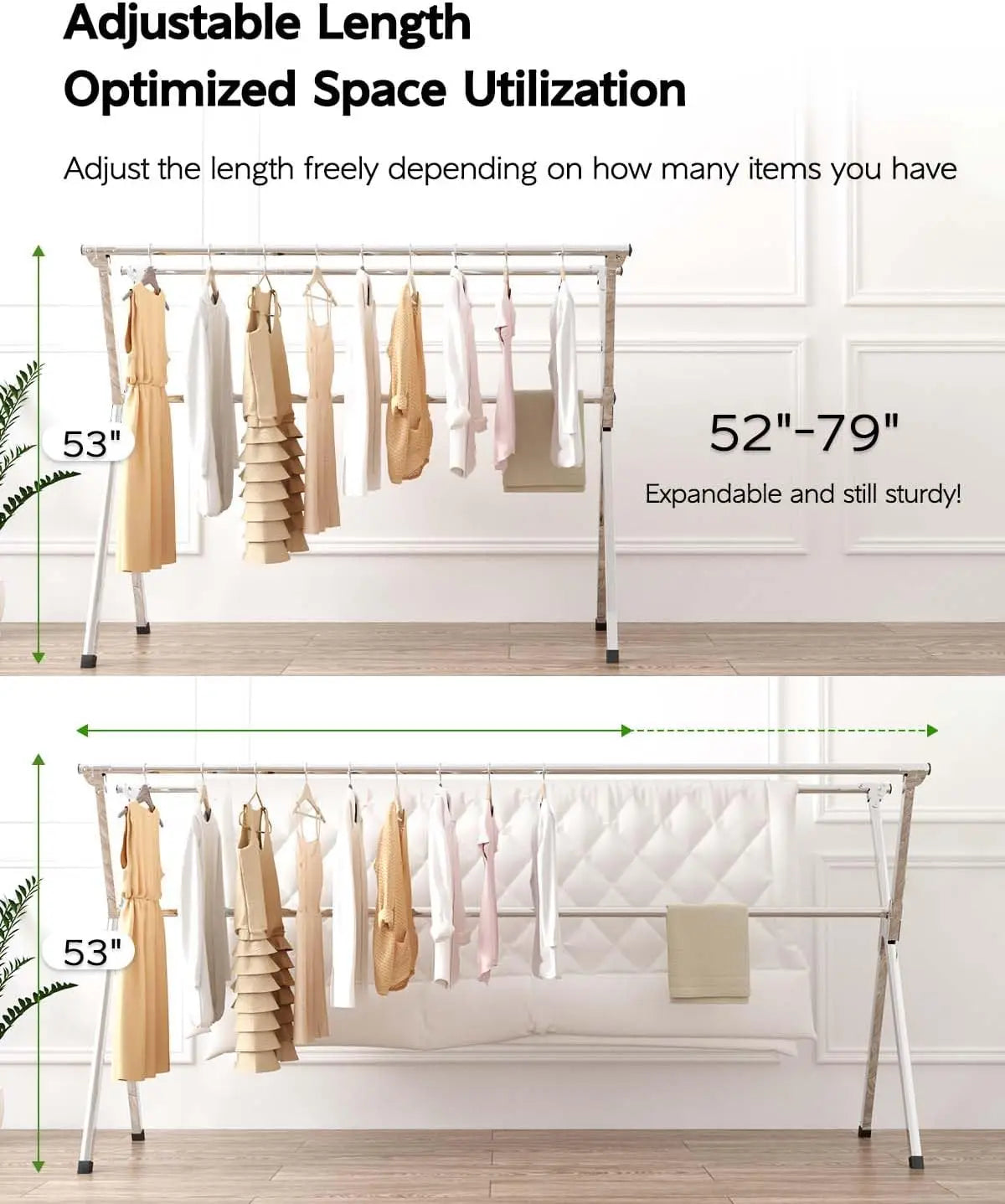 Clothes Drying Rack 79 Inches Folding Indoor Outdoor Drying Rack Clothing Collapsible Foldable Laundry Drying Rack Heavy Duty St