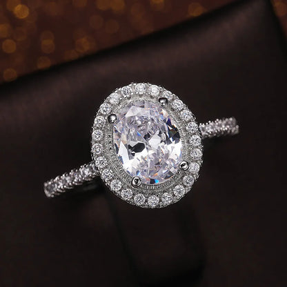 Real Moissanite 925 Sterling Silver Ring For Women Square Round 1CT 2CT 3CT Brilliant Diamond Finger Band Wedding Jewelry Gift