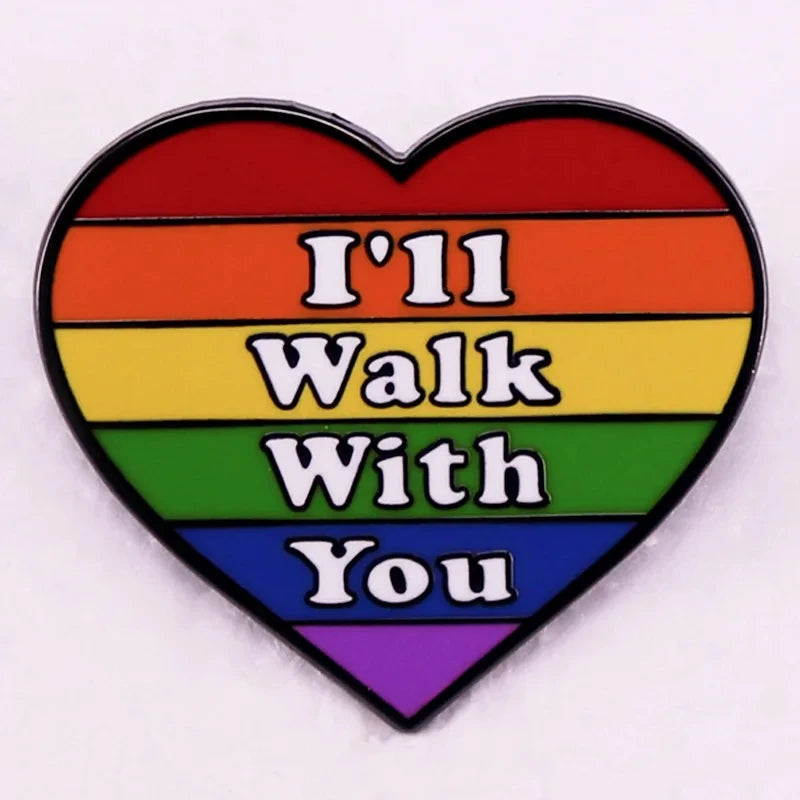 Rainbow LGBT Encourage Letters Metal Enamel Badge Gay Lesbian Asexual Transgender Adaptive Lapel Pin Jewelry Gifts Accessories
