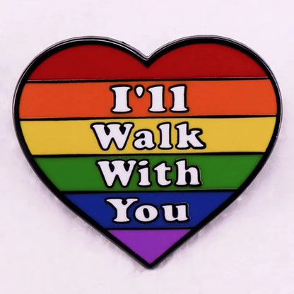 Rainbow LGBT Encourage Letters Metal Enamel Badge Gay Lesbian Asexual Transgender Adaptive Lapel Pin Jewelry Gifts Accessories