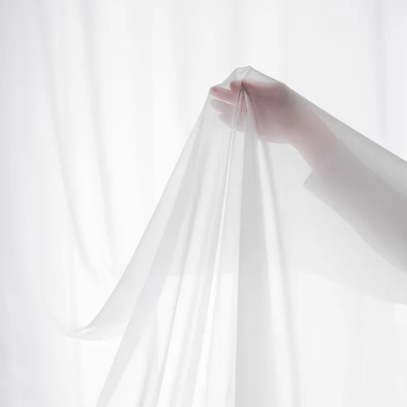 Fluttering Soft Solid White Tulle Yarn Chiffon Gauze Curtains for Living Room Bedroom Window Home Decoration Voile Drapes
