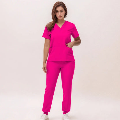 Stretchy Nurse Uniforms V-neck Top Jogger Pants Scrub Sets Surgical Workwear Dentist Nursing Suit Hospital Doctor Outfit S21