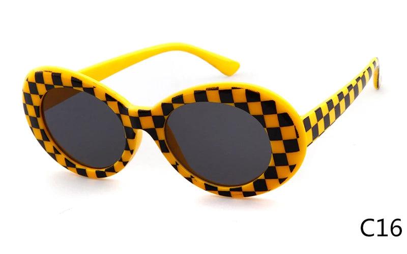 WHO CUTIE Vintage Small Oval Sunglasses Men Women Brand Designer 90S Retro White Leopard Frame Shades Sun Glasses OM524